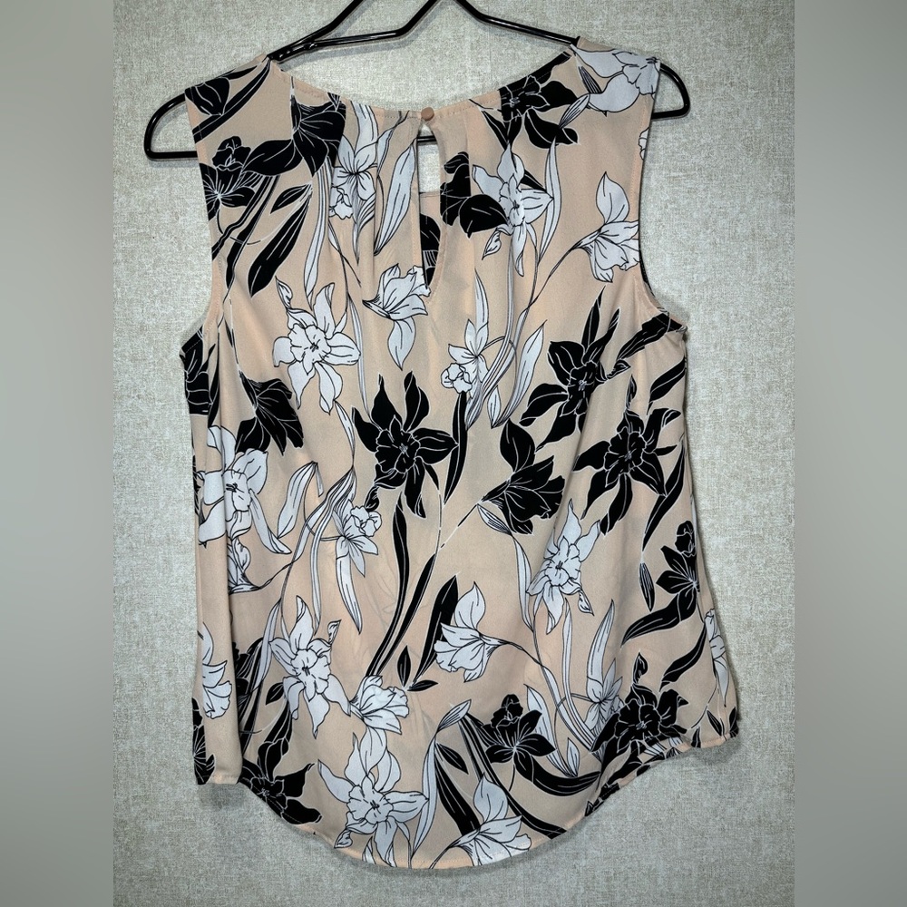 Worthington Semi-Sheer Peachy Pink Floral Blouse Size M - Picture 2 of 8